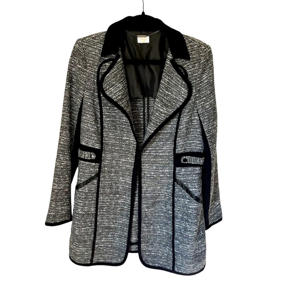 Laundry By Shelli Segal Jackets & Blazers - Laundry by Shelli Segal Grey and Black Long Jacket Women's sz. 6